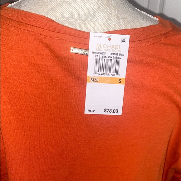 Michael Kors Orange Spice Long Sleeved Branded Top - Sz Small - NWT - Picture 4 of 4
